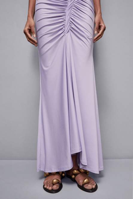 Robe longue à fronces, Violet, Patrizia Pepe