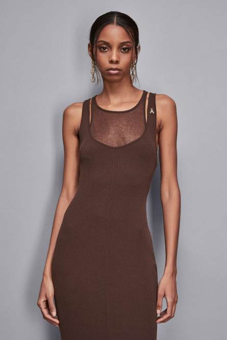 2-in-1 midi dress, Brown, Patrizia Pepe