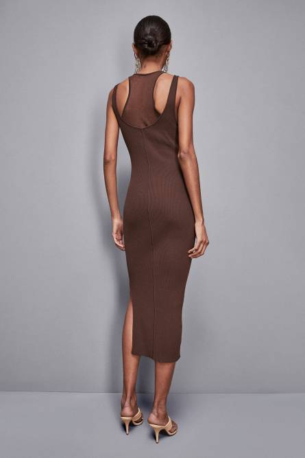 2-in-1 midi dress, Brown, Patrizia Pepe
