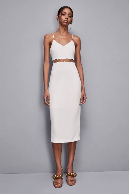 Robe midi en crêpe, Blanc, Patrizia Pepe