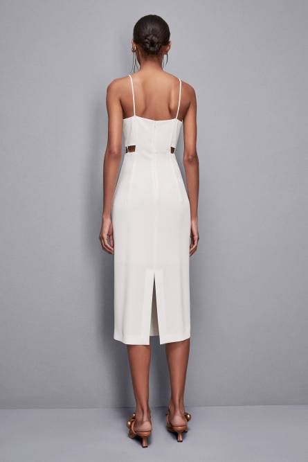 Robe midi en crêpe, Blanc, Patrizia Pepe