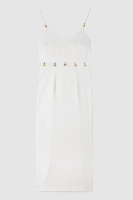 Robe midi en crêpe, Blanc, Patrizia Pepe