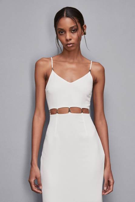 Robe midi en crêpe, Blanc, Patrizia Pepe