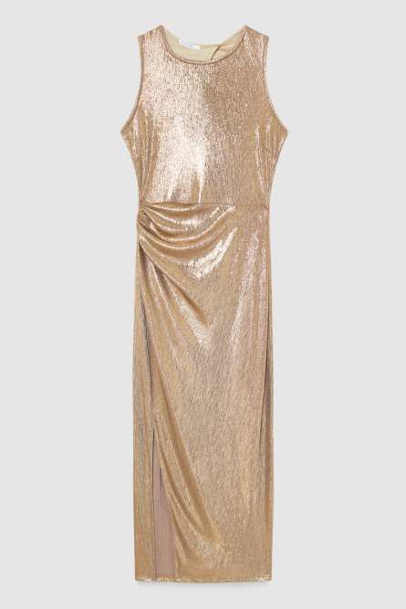 Vestido ceñido de jersey, Oro