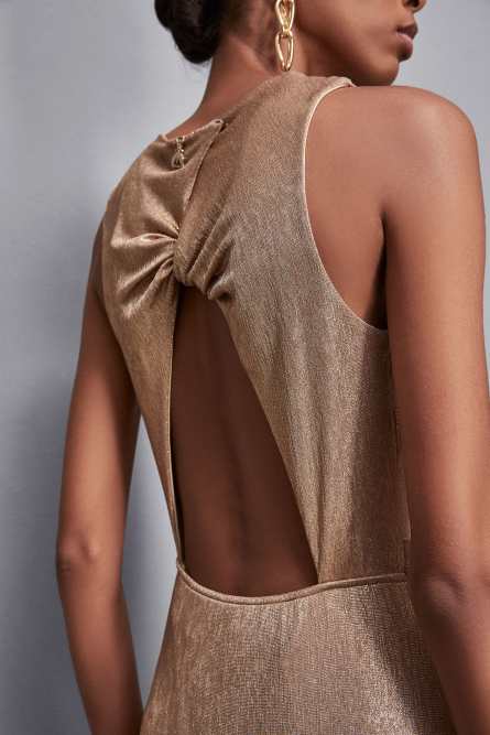 Vestido ceñido de jersey, Oro