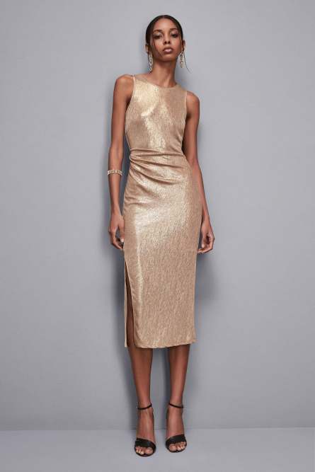 Vestido ceñido de jersey, Oro