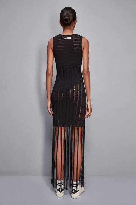 Openwork dress in viscose blend, Black, Patrizia Pepe
