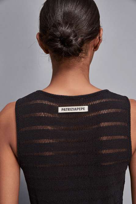 Openwork dress in viscose blend, Black, Patrizia Pepe