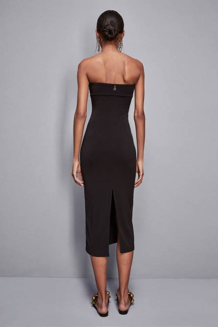 Essential bandeau neckline dress, Black, Patrizia Pepe