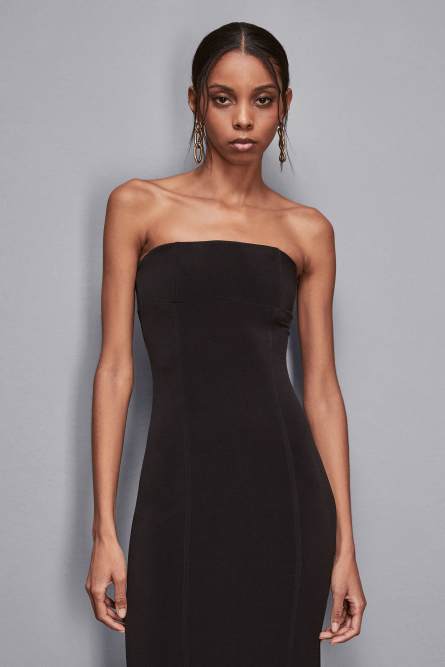 Essential bandeau neckline dress, Black, Patrizia Pepe