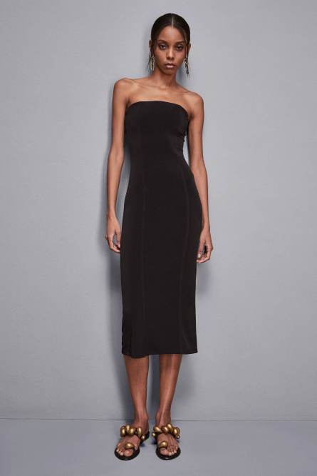 Essential bandeau neckline dress, Black, Patrizia Pepe