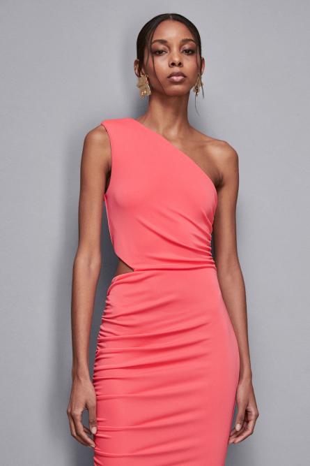 Essential one-shoulder jersey dress, Pink, Patrizia Pepe