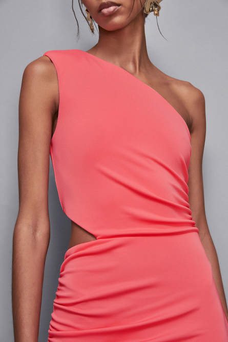 Essential one-shoulder jersey dress, Pink, Patrizia Pepe
