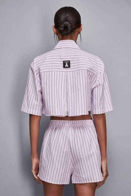 Cropped cotton shirt, Purple, Patrizia Pepe