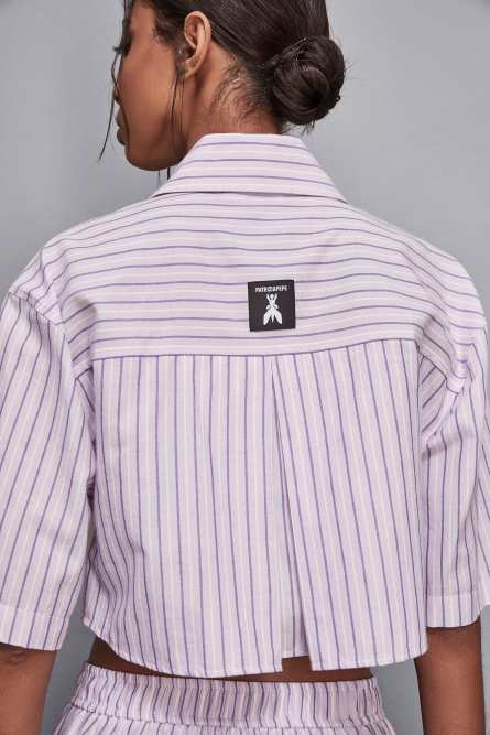 Cropped cotton shirt, Purple, Patrizia Pepe