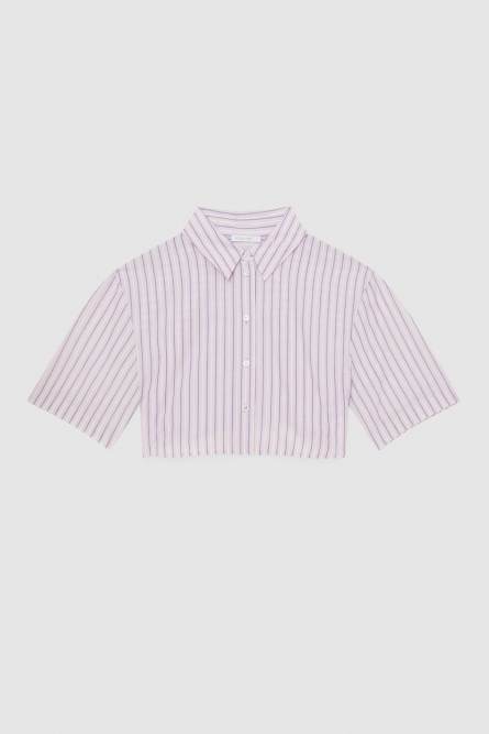 Cropped cotton shirt, Purple, Patrizia Pepe