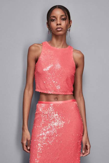 Top con paillettes, Rosa, Patrizia Pepe