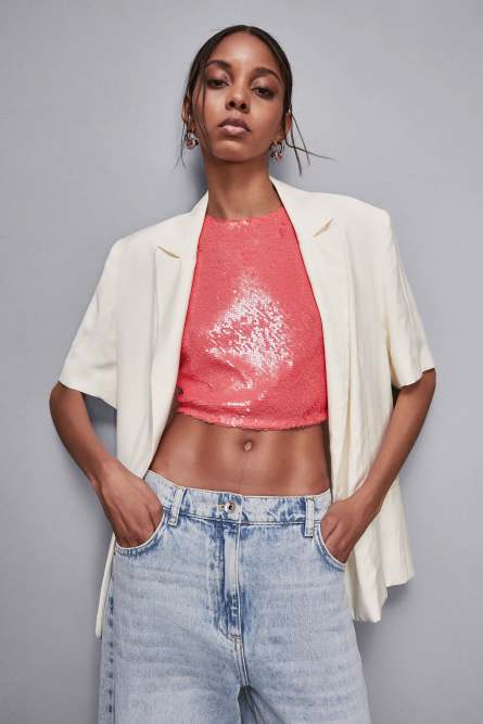 Top con paillettes, Rosa, Patrizia Pepe
