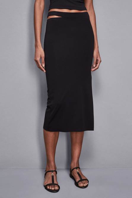 Essential jersey skinny skirt, Black, Patrizia Pepe