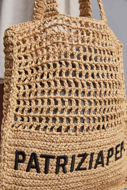Sac shopping vertical tressé, Beige, Patrizia Pepe