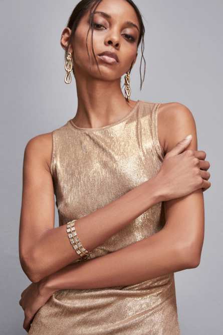 Elegant brass and glass bracelet, Gold, Patrizia Pepe
