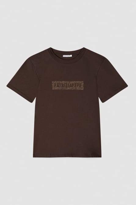 Essential regular fit cotton t-shirt, Brown, Patrizia Pepe