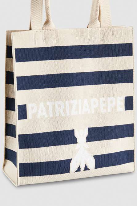 Vertikale Shopper aus Strickstoff, Beige, Patrizia Pepe