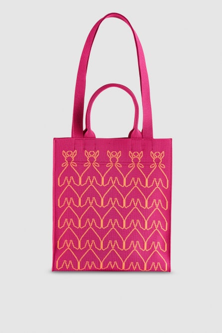 Vertical knitted fabric shopping bag, Pink, Patrizia Pepe