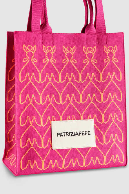 Vertical knitted fabric shopping bag, Pink, Patrizia Pepe