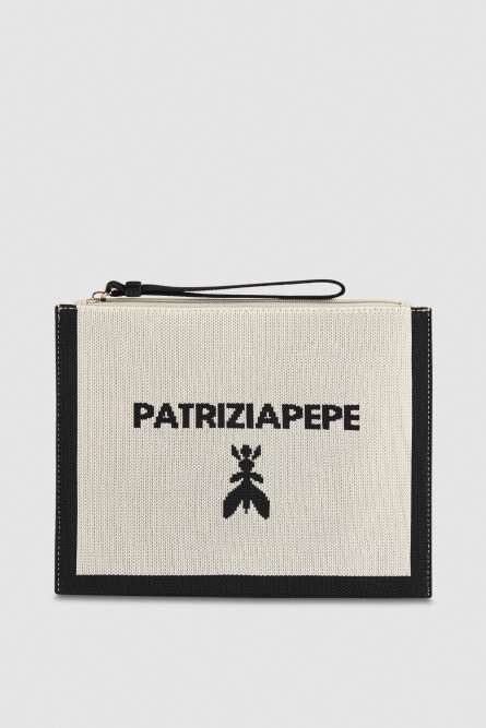 Medium fabric clutch bag with zipper, Multicolor, Patrizia Pepe