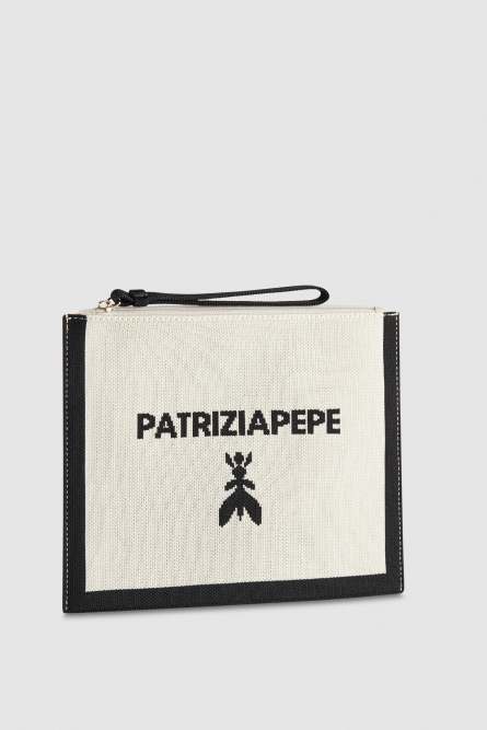 Medium fabric clutch bag with zipper, Multicolor, Patrizia Pepe