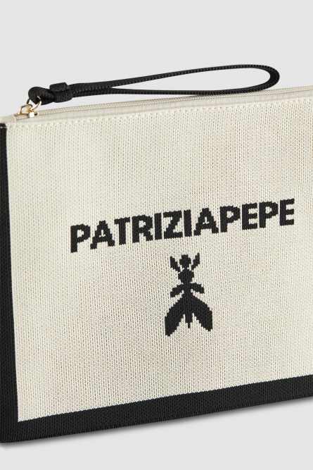 Medium fabric clutch bag with zipper, Multicolor, Patrizia Pepe