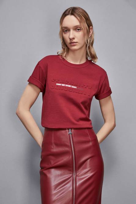 T-shirt with slogan, Red, Patrizia Pepe