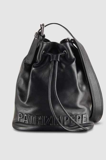 (IM)PERFECTION leather bucket bag large, Black, Patrizia Pepe