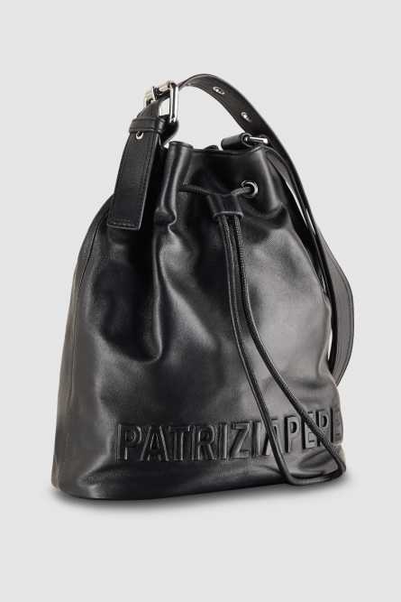 (IM)PERFECTION leather bucket bag large, Black, Patrizia Pepe