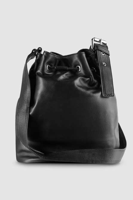 (IM)PERFECTION leather bucket bag large, Black, Patrizia Pepe