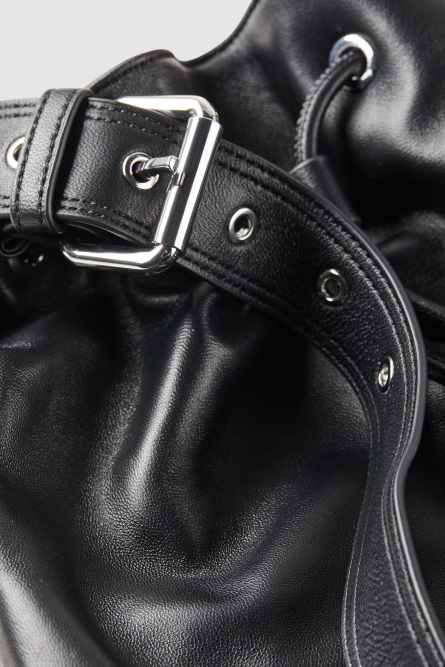 (IM)PERFECTION leather bucket bag large, Black, Patrizia Pepe