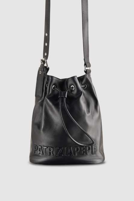 (IM)PERFECTION leather bucket bag large, Black, Patrizia Pepe