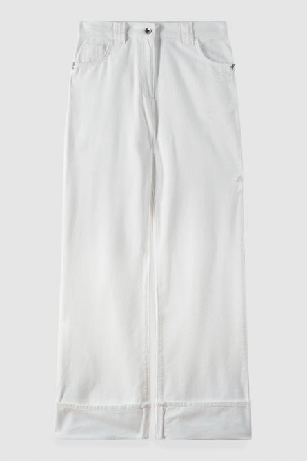 Low waisted denim pants with turn up, White, Patrizia Pepe
