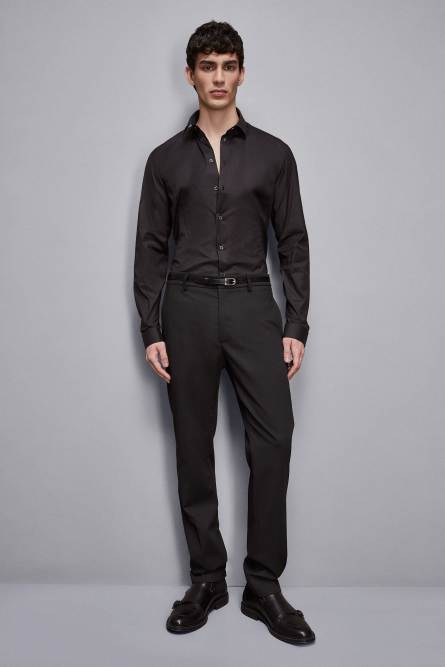 Cotton poplin long shirt, Black, Patrizia Pepe