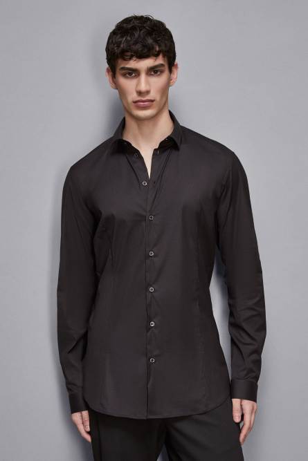 Cotton poplin long shirt, Black, Patrizia Pepe