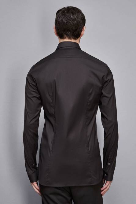 Cotton poplin long shirt, Black, Patrizia Pepe