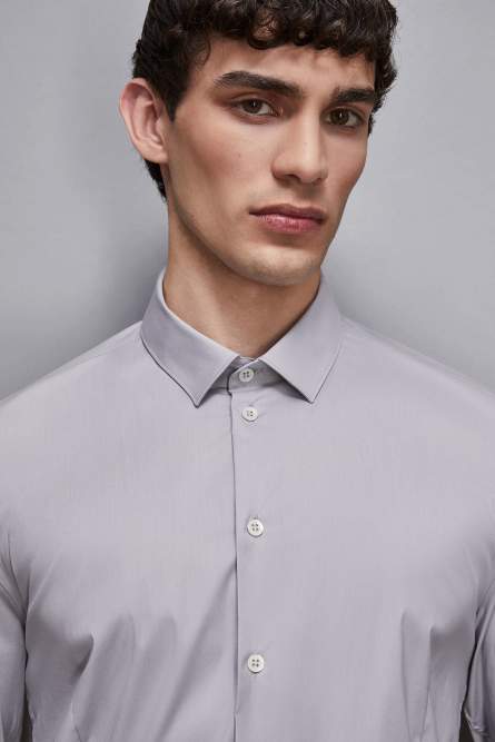 Cotton poplin long shirt, Grey, Patrizia Pepe