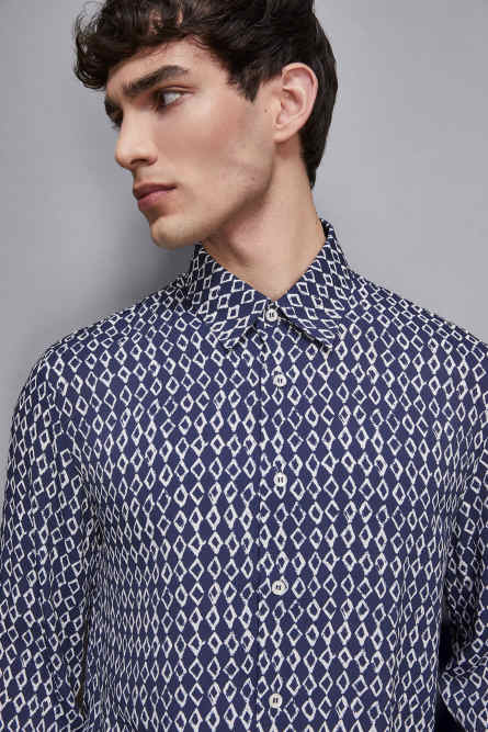 Soft twill viscose shirt, Blue, White, Patrizia Pepe
