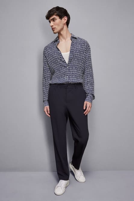 Soft twill viscose shirt, Blue, White, Patrizia Pepe