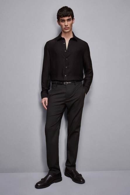 Viscose twill jacquard shirt, Black, Patrizia Pepe