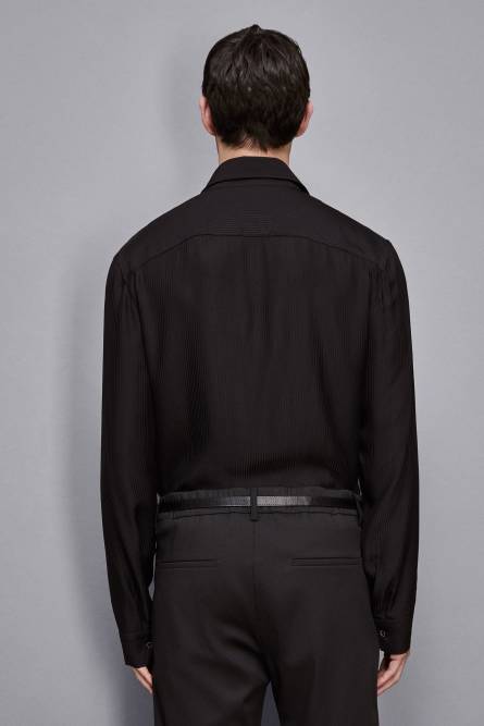 Viscose twill jacquard shirt, Black, Patrizia Pepe