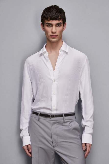 Viscose twill jacquard shirt, White, Patrizia Pepe