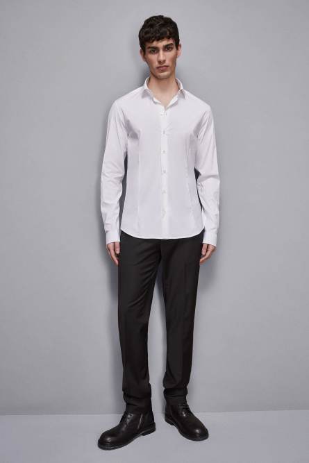 Cotton poplin regular shirt, White, Patrizia Pepe