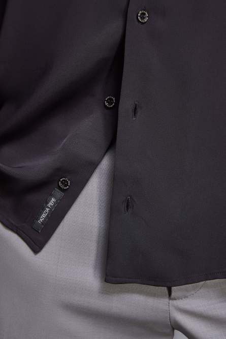 Short sleeve shirt in viscose twill, Blue, Patrizia Pepe